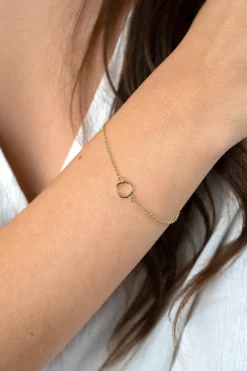 ZINZI gold plated zilveren armband met open rondje 16,5-19cm ZIA2523G