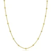 ZINZI gold plated zilveren fantasie ketting met 13 geelgroene donuts en glanzende bolletjes 42-45cm ZIC2508