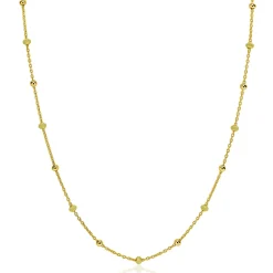 ZINZI gold plated zilveren fantasie ketting met 13 geelgroene donuts en glanzende bolletjes 42-45cm ZIC2508