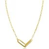 ZINZI gold plated zilveren schakel ketting 45cm met 2 grote ovale schakels, bezet met witte zirconia ZIC2371Y