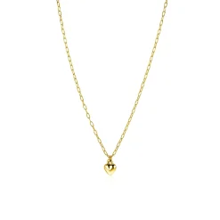 ZINZI gold plated zilveren paperclip schakelketting met bol hart hanger 9mm, 42-45cm ZIC2661