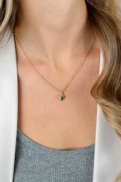 ZINZI gold plated zilveren paperclip schakelketting met bol hart hanger 9mm, 42-45cm ZIC2661