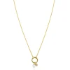 ZINZI gold plated zilveren ketting met ronde sluitring en twee luxe bedels 42-45cm ZIC2738