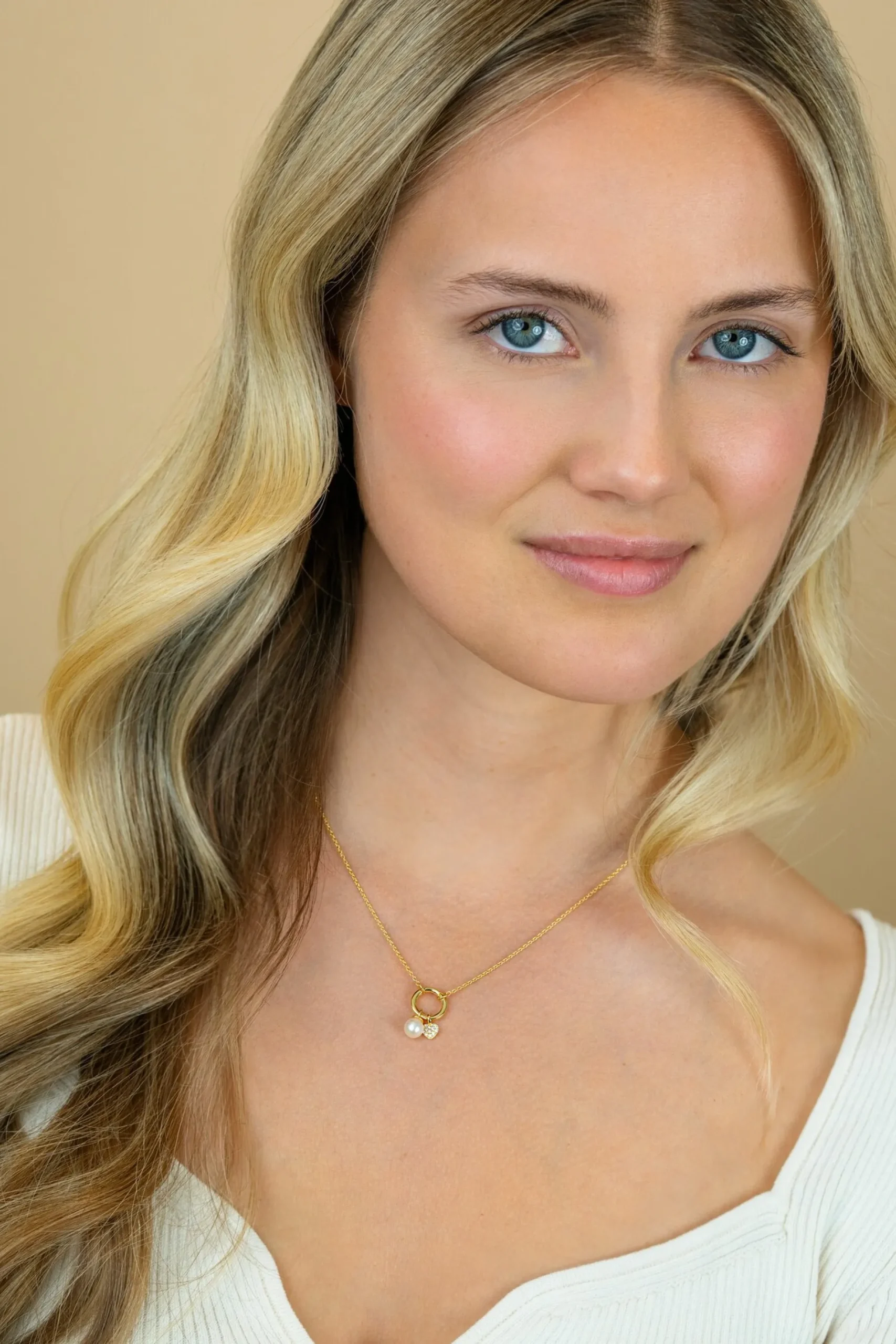ZINZI gold plated zilveren ketting met ronde sluitring en twee luxe bedels 42-45cm ZIC2738