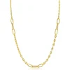 ZINZI gold plated zilveren marine schakel ketting, gecombineerd met grotere ovale schakels 42-45cm ZIC2413G