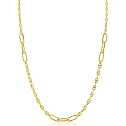 ZINZI gold plated zilveren marine schakel ketting, gecombineerd met grotere ovale schakels 42-45cm ZIC2413G
