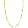 ZINZI gold plated zilveren schakelketting met vijf lange ovale schakels 5,5mm breed 43-47cm ZIC2711G
