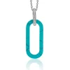 ZINZI grote ovale hanger 38mm in trendy turquoise en luxe zilveren hangoog ZIH2456T (zonder collier)