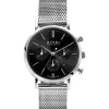ZINZI horloge CHRONOGRAPH 34mm zwarte wijzerplaat met datum en chronometers, stalen kast, stalen mesh band 18mm ZIW1501