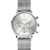 ZINZI horloge CHRONOGRAPH 34mm zilverkleurige wijzerplaat met datum en chronometers, stalen kast, stalen mesh band 18mm ZIW1502