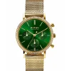 ZINZI horloge CHRONOGRAPH 36mm stopwatch groene wijzerplaat, geelgoudkleurige stalen kast met crystals, geelgoudkleurige stalen mesh band 18mm ZIW1635