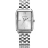 ZINZI Lucia horloge 28mm rechthoekige kast, bezet met witte zirkonia's en zilverkleurige wijzerplaat, stalen schakelband ZIW2302