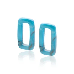 ZINZI oorbedels rechthoek 16mm turquoise howliet ZICH2228 (zonder oorringen)