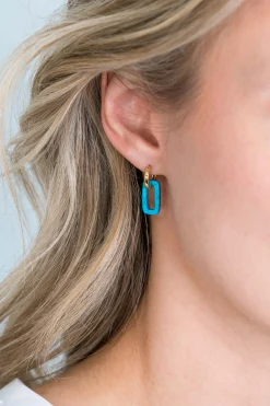 ZINZI oorbedels rechthoek 16mm turquoise howliet ZICH2228 (zonder oorringen)
