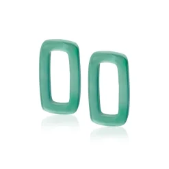 ZINZI oorbedels rechthoek 16mm groen agaat ZICH2226 (zonder oorringen)