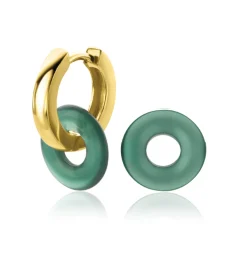ZINZI oorbedels rond 12mm groen agaat ZICH2274G (zonder oorringen)