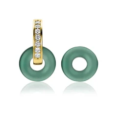 ZINZI oorbedels rond 12mm groen agaat ZICH2274G (zonder oorringen)