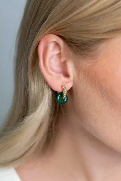 ZINZI oorbedels rond 12mm groen agaat ZICH2274G (zonder oorringen)
