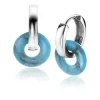ZINZI oorbedels rond 12mm met turquoise howliet edelsteen ZICH2274T (zonder oorringen)