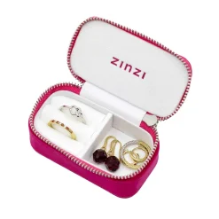 Zinzi opberg etui in roze suède met ritssluiting, handig formaat ETUI-PINK