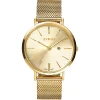 ZINZI Retro horloge goudkleurige wijzerplaat en goudkleurige stalen kast en stalen mesh band 38mm extra dun ZIW410M