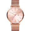 ZINZI Retro horloge roségoudkleurige wijzerplaat en kast stalen mesh band roségoudkleurig 38mm extra dun ZIW405M