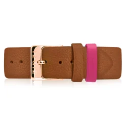 ZINZI Retro leren horlogeband cognac bruin roségoudkleurige stalen sluiting 18mm RETBAND6