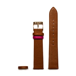 ZINZI Retro leren horlogeband cognac bruin roségoudkleurige stalen sluiting 18mm RETBAND6