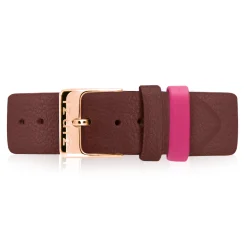 ZINZI Retro leren horlogeband paars roségoudkleurige stalen sluiting 18mm RETBAND16