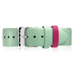 Zinzi Retro leren horlogeband mintgroen stalen sluiting 18mm RETBAND22