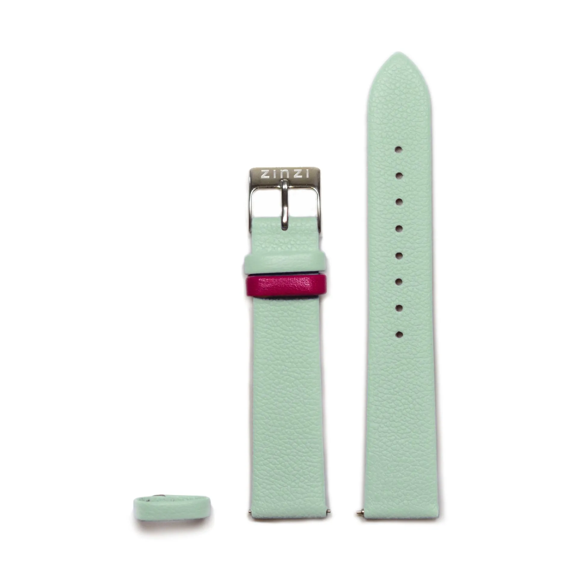 Zinzi Retro leren horlogeband mintgroen stalen sluiting 18mm RETBAND22