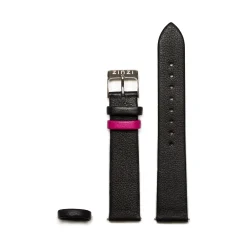 Zinzi Retro leren horlogeband zwart zilvergekleurde stalen sluiting 18mm RETBAND3