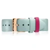 ZINZI Retro leren horlogeband aquablauw roségoudkleurige stalen sluiting 18mm RETBAND24