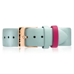 ZINZI Retro leren horlogeband aquablauw roségoudkleurige stalen sluiting 18mm RETBAND24