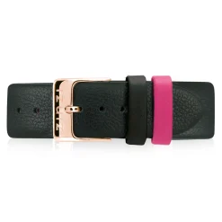 ZINZI Retro leren horlogeband zwart roségoudkleurige stalen sluiting 18mm RETBAND4