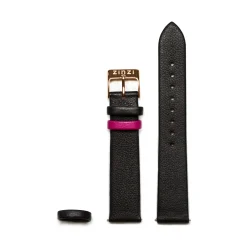 ZINZI Retro leren horlogeband zwart roségoudkleurige stalen sluiting 18mm RETBAND4
