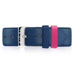 Zinzi Retro leren horlogeband blauw zilvergekleurde stalen sluiting 18mm RETBAND7
