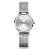 ZINZI Retro Mini horloge zilvergekleurde wijzerplaat, zilverkleurige kast en stalen mesh band, 24mm extra dun ZIW1802