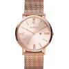 ZINZI Roman horloge roségoudkleurige wijzerplaat en kast stalen mesh band roségoudkleurig 34mm extra dun ZIW505M