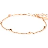 ZINZI rosé plated zilveren gourmet schakelarmband met vijf glanzende bolletjes (3mm breed) ZIA2714R