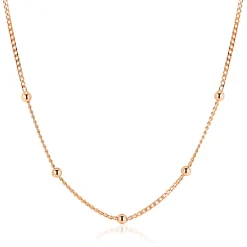 ZINZI rosé-plated zilveren gourmet ketting met vijf bolletjes 42–45cm ZIC2714R