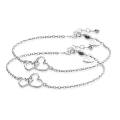 ZINZI set van 2 zilveren armbanden met 2 verbonden hartjes 16,5-19,5cm ZIA2513-SET