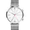 ZINZI Traveller horloge witte wijzerplaat en kast stalen mesh band 39mm dual time ZIW706M