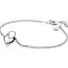 ZINZI zilveren schakelarmband met hartvormige slot hanger 17-20cm ZIA2673