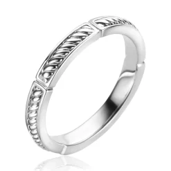 ZINZI zilveren aanschuifring met stoere gedraaide bewerking (3mm breed) ZIR2395