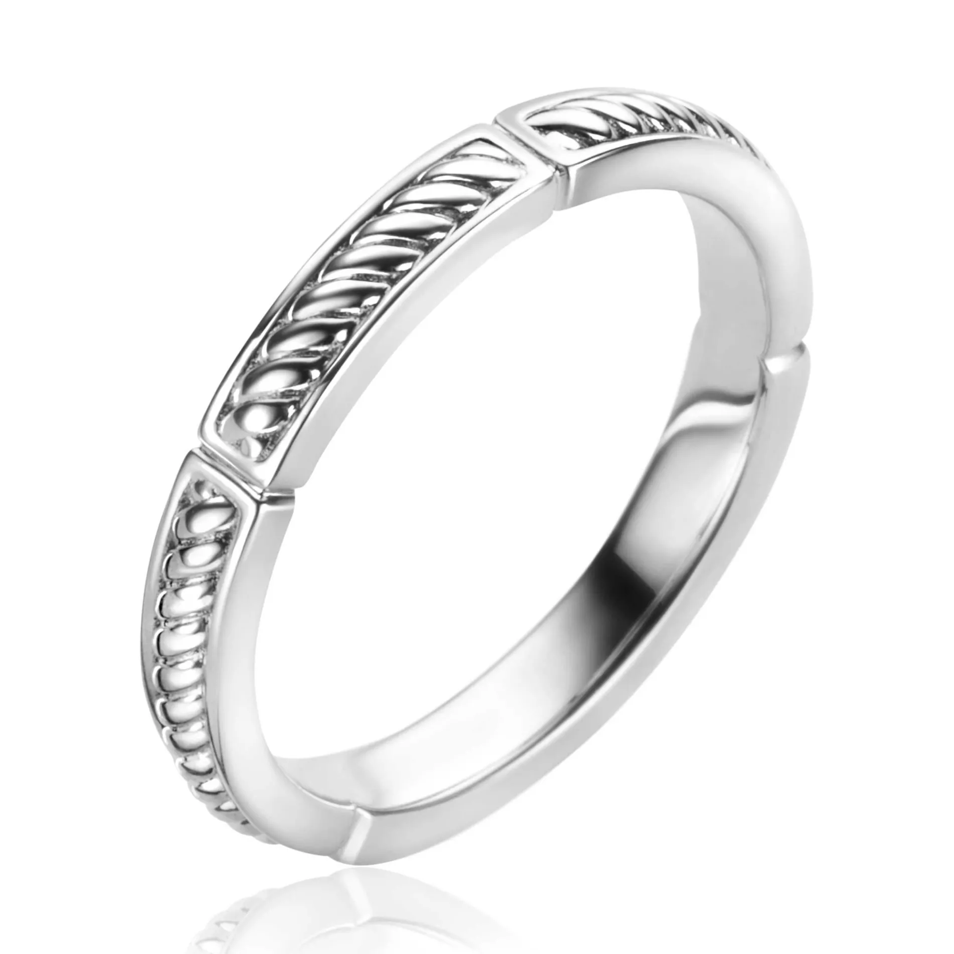 ZINZI zilveren aanschuifring met stoere gedraaide bewerking (3mm breed) ZIR2395