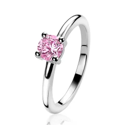 ZINZI zilveren aanschuifring 5mm chaton roze ZIR1300R