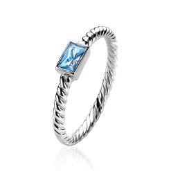 ZINZI zilveren aanschuifring gedraaid blauw 3mm ZIR1901
