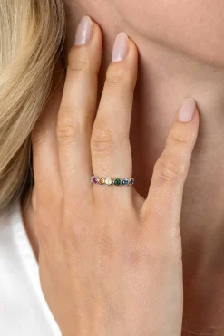 ZINZI zilveren aanschuifring met regenboog kleurstenen in ronde kastzettingen 3mm breed ZIR2599