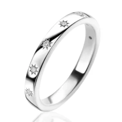 ZINZI zilveren aanschuifring met zeven ster-zettingen, bezet met witte zirconia's 3mm breed ZIR2491